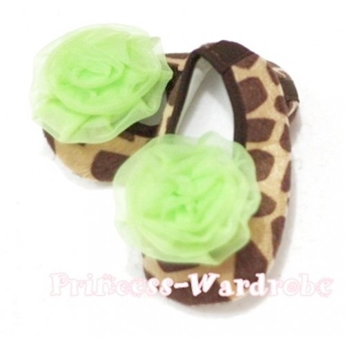 Giraffe Shoes with Lime Green Rosettes S60 