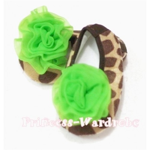 Giraffe Shoes with Dark Green Rosette S61 