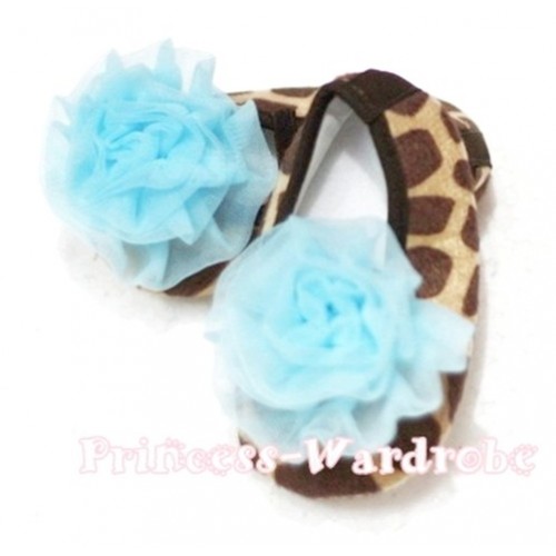Giraffe Shoes with Light Blue Rosettes S62 