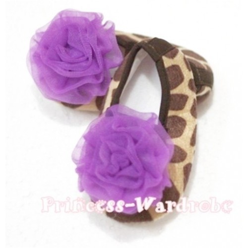 Giraffe Shoes with Purple Rosettes S64 