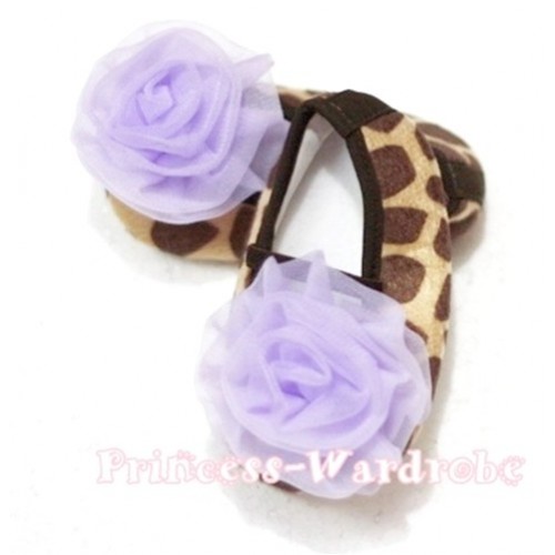 Giraffe Shoes with Lavender Rosettes S65 
