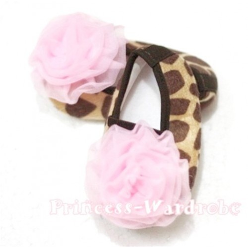 Giraffe Shoes with Light Pink Rosettes S69 