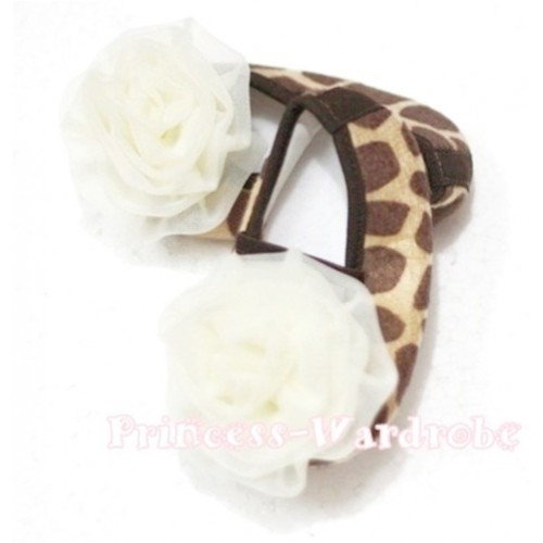 Giraffe Shoes with Cream White Rosettes S71 