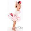 Red White Pettiskirt with Matching Tank Top with Red Rosettes and Minnie Headband 