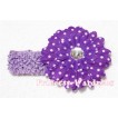 Dark Purple White Polka Dot Crystal Daisy Hair Clip with Match Headband F17 