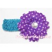 Dark Purple White Polka Dot Crystal Daisy Hair Clip with Match Headband F17 