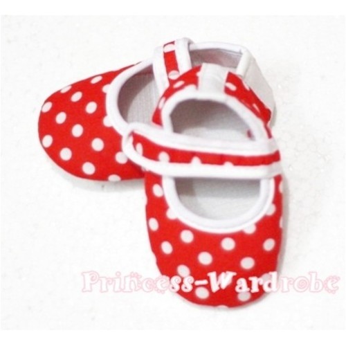 Baby Red White Polka Dot Crib Shoes S88 