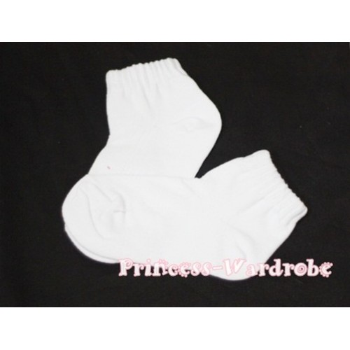Plain Style Pure White Socks H174 