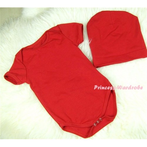 Red Baby Jumpsuit with Cap Set JP04 