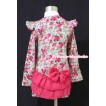 Hot Pink Floral Fusion Long Sleeve Party Dress PD019 