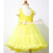 Yellow White Polka Dots ONE-PIECE Petti Dress with Bow LP06 