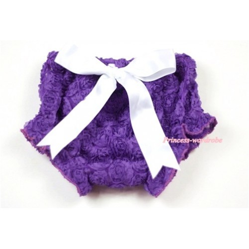 Dark Purple Romantic Rose Panties Bloomers With White Bow BR36 