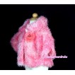Hot Pink Soft Fur with Hot Pink Rose Shawl Coat SH30 