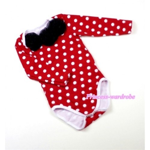 Minnie Polka Dots Long Sleeve Baby Jumpsuit with Black Rosettes LH56 