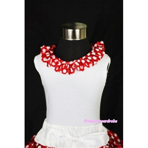 White Tank Tops with Minnie Dots Satin Lacing TB491 