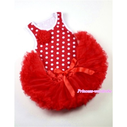 Minnie Newborn Pettitop with a Red Rose with Red Newborn Pettiskirt NG1005 