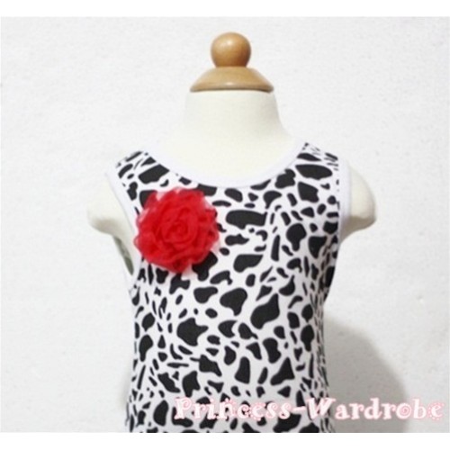 Milk Cow Print Baby Tank Top & One Red Rosettes NT80 