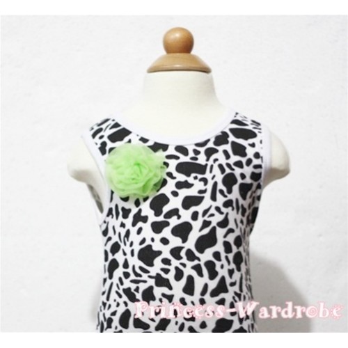 Milk Cow Print Baby Tank Top & One Lime Green Rosettes NT83 