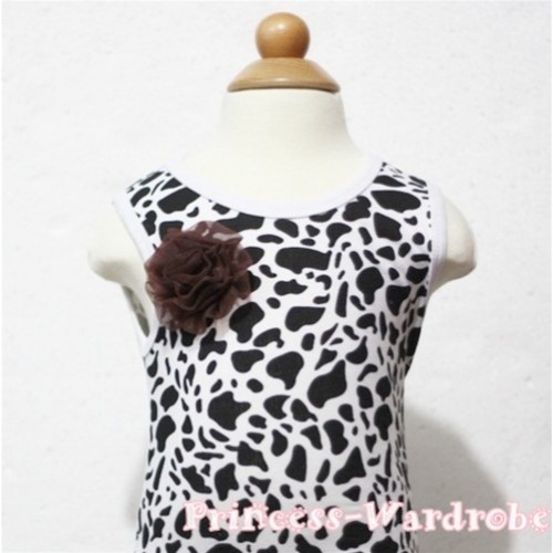 Milk Cow Print Baby Tank Top & One Brown Rosettes NT92 