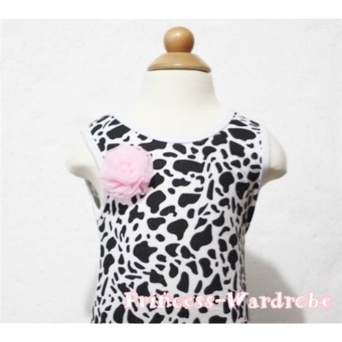 Milk Cow Print Baby Tank Top & One Light Pink Rosettes NT93 