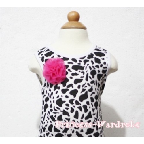 Milk Cow Print Baby Tank Top & One Hot Pink Rosettes NT94 