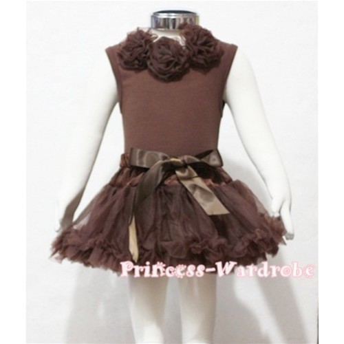 Brown Baby Pettitop & Brown Rosettes with Brown Baby Pettiskirt BG20 