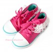 Hot Pink White Lace Canvas Flat Sneaker A-11Hotpink   