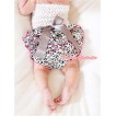 White Crochet Tube Top, Grey Leopard Layer Panties Bloomers with Cute Big Bow CT463 