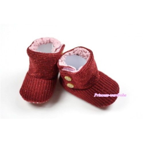 Sparkle Wine Red Baby Crib Boots SB15 