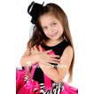 Black Pettitop with Cute Hot Pink Big Bow with Zebra Hot Pink Mix Pettiskirt TM116 