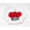 White Bloomer & Hot Red Zebra Cupcake & Red Bows BD01 