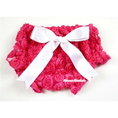 HoT Pink Romantic Rose Panties Bloomers With White Bow BR43 