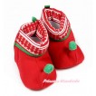 Xmas Print Hot Red Kelly Green Newborn Toddler Baby Crib Boots SB37 