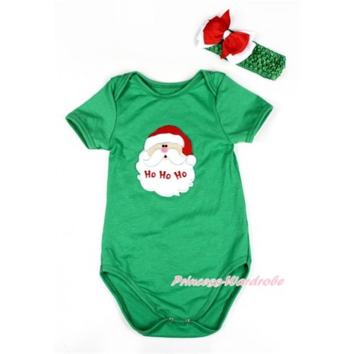 Xmas Kelly Green Baby Jumpsuit with Santa Claus Print TH420 