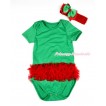 Xmas Kelly Green Baby Jumpsuit with Triple Red Ruffles TH424 