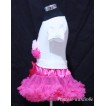 Bright Pink Pettiskirt With White Birthday Cake Tank Top with Light Bright Pink Rosettes T45 