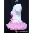 Light Pink Pettiskirt With White Birthday Cake Tank Top with Light Bright Pink Rosettes T46 