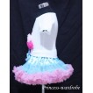 Light Blue Light Pink Pettiskirt With White Birthday Cake Tank Top with Light Bright Pink Rosettes T47 
