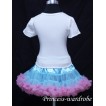 Light Blue Light Pink Pettiskirt With White Birthday Cake Tank Top with Light Bright Pink Rosettes T47 