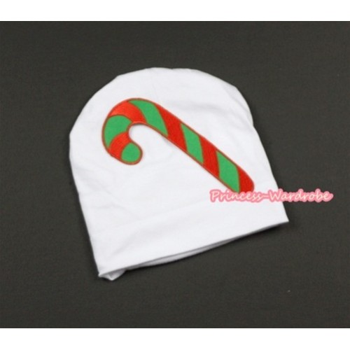 White Cotton Cap with Christmas Stick Print TH267 