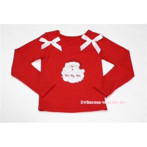 Christmas Santa Claus Red Long Sleeves Top with White Ribbon TW76 