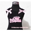 Black Tank Top with Crown Princess Logo Print with Pink Ribbon and Ruffles TP101 