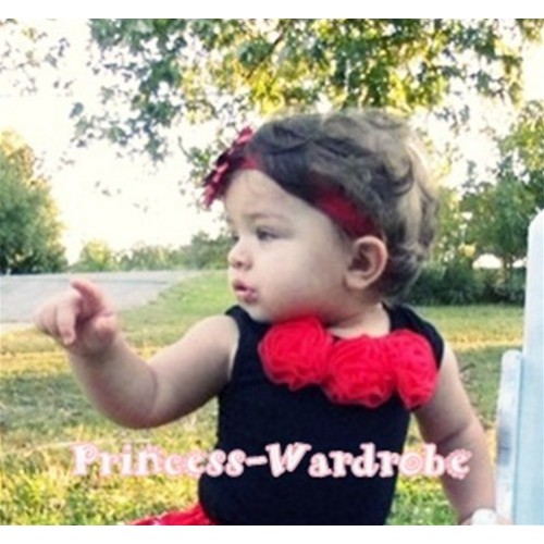 Black Tank Tops with Red Rosettes TB04 