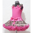 Hot Pink Tank Top with Hot Pink Ribbon and Hot Pink Leopard Ruffles with Hot Pink Leopard Pettiskirt M362 