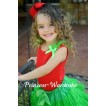 Dark Green Pettiskirt with Matching Red Tank Top with Dark Green Bow and Ruffles M363 