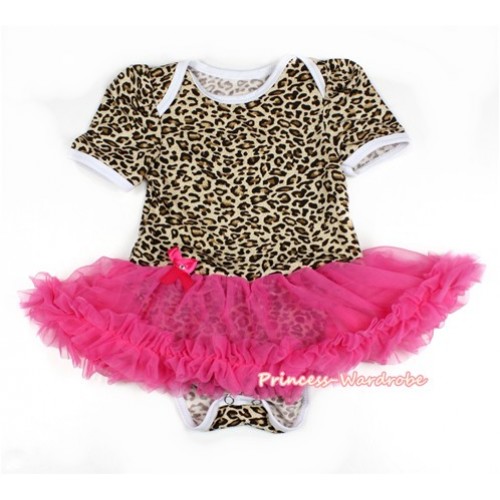 Leopard Baby Bodysuit Jumpsuit Hot Pink Pettiskirt JS2071 