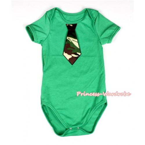 Kelly Green Baby Jumpsuit with Camouflage Tie Print TH442 