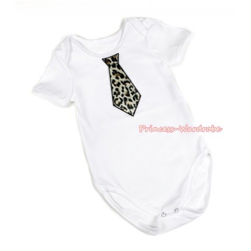 White Baby Jumpsuit with Leopard Tie Print TH444 