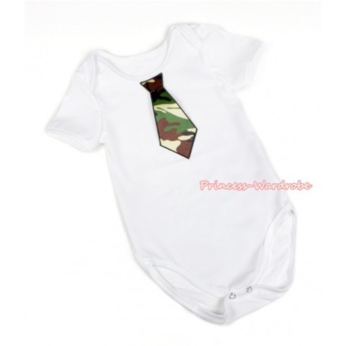 White Baby Jumpsuit with Camouflage Tie Print TH445 