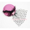 Black Feather and Polka Dots net Light Pink Hat Clip with Light Pink Rose  H146 